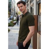 Tudors Erkek Slim Fit Polo Yaka T-shirt,%100 Pamuk, Kısa Kollu, Haki