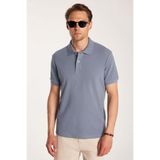 Tudors Erkek Slim Fit Polo Yaka T-shirt,%100 Pamuk, Kısa Kollu, İndigo, M Beden