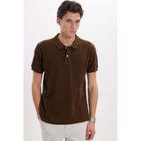 Tudors Erkek Slim Fit Polo Yaka T-shirt,%100 Pamuk, Kısa Kollu, Kahverengi, L Beden