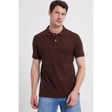 Tudors Erkek Slim Fit Polo Yaka T-shirt,%100 Pamuk, Kısa Kollu, Kahverengi