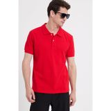 Tudors Erkek Slim Fit Polo Yaka T-shirt,%100 Pamuk, Kısa Kollu, Kırmızı