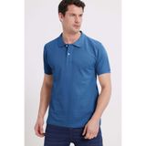 Tudors Erkek Slim Fit Polo Yaka T-shirt,%100 Pamuk, Kısa Kollu, Mavi, L Beden