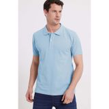 Tudors Erkek Slim Fit Polo Yaka T-shirt,%100 Pamuk, Kısa Kollu, Mavi, XL