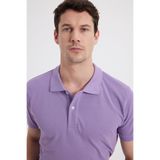 Tudors Erkek Slim Fit Polo Yaka T-shirt,%100 Pamuk, Kısa Kollu, Mor, L Beden