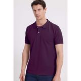 Tudors Erkek Slim Fit Polo Yaka T-shirt,%100 Pamuk, Kısa Kollu, Mor, S Beden