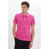 Tudors Erkek Slim Fit Polo Yaka T-shirt,%100 Pamuk, Kısa Kollu, Pembe, M Beden