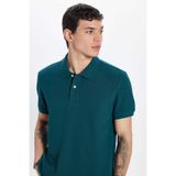 Tudors Erkek Slim Fit Polo Yaka T-shirt,%100 Pamuk, Kısa Kollu, Yeşil, M Beden