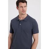 Tudors Erkek Slim Fit Polo Yaka T-shirt,%100 Pamuk, Koyu Gri, XL