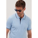 Tudors Erkek Slim Fit Polo Yaka T-shirt,%100 Pamuk, Mavi
