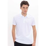 Tudors Erkek Slim Fit Polo Yaka T-shirt,%100 Pamuk, Merserize, Beyaz, 2XL