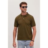Tudors Erkek Slim Fit Polo Yaka T-shirt,%100 Pamuk, Merserize, Haki, L Beden
