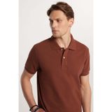 Tudors Erkek Slim Fit Polo Yaka T-shirt,%100 Pamuk, Merserize, Kahverengi