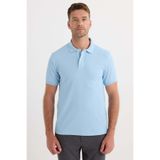 Tudors Erkek Slim Fit Polo Yaka T-shirt,%100 Pamuk, Merserize, Mavi, L Beden