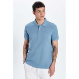 Tudors Erkek Slim Fit Polo Yaka T-shirt,%100 Pamuk, Merserize, Mavi, XL