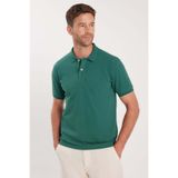 Tudors Erkek Slim Fit Polo Yaka T-shirt,%100 Pamuk, Merserize, Yeşil, XL