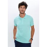 Tudors Erkek Slim Fit Polo Yaka T-shirt,%100 Pamuk, Mint, L Beden