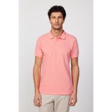 Tudors Erkek Slim Fit Polo Yaka T-shirt,%100 Pamuk, Pembe, S Beden