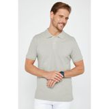 Tudors Erkek Slim Fit Polo Yaka T-shirt,%100 Pamuk, Pike Doku, Gri, XL