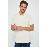 Tudors Erkek Slim Fit Polo Yaka T-shirt,%100 Pamuk, Pike Doku, Krem, 2XL