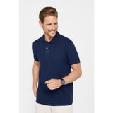 Tudors Erkek Slim Fit Polo Yaka T-shirt,%100 Pamuk, Pike Doku, Lacivert, XL