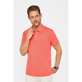 Tudors Erkek Slim Fit Polo Yaka T-shirt,%100 Pamuk, Pike Doku, Nar Renk
