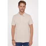 Tudors Erkek Slim Fit Polo Yaka T-shirt,%100 Pamuk, Pike Doku, Taş Renk, L Beden