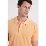 Tudors Erkek Slim Fit Polo Yaka T-shirt,%100 Pamuk, Pike Doku, Turuncu, XL