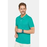 Tudors Erkek Slim Fit Polo Yaka T-shirt,%100 Pamuk, Pike Doku, Yeşil, XL