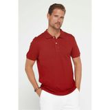 Tudors Erkek Slim Fit Polo Yaka T-shirt,%100 Pamuk, Pike Dokulu, Bordo, M Beden