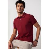 Tudors Erkek Slim Fit Polo Yaka T-shirt,%100 Pamuk, Pike Dokulu, Bordo