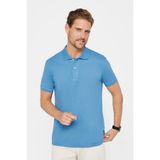 Tudors Erkek Slim Fit Polo Yaka T-shirt,%100 Pamuk, Pike Dokulu, İndigo