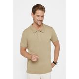 Tudors Erkek Slim Fit Polo Yaka T-shirt,%100 Pamuk, Pike Dokulu, Kahverengi, M Beden