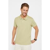 Tudors Erkek Slim Fit Polo Yaka T-shirt,%100 Pamuk, Pike Dokulu, Kayra Yeşili, 2XL