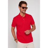 Tudors Erkek Slim Fit Polo Yaka T-shirt,%100 Pamuk, Pike Dokulu, Kırmızı