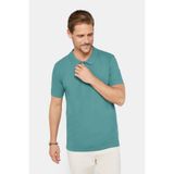 Tudors Erkek Slim Fit Polo Yaka T-shirt,%100 Pamuk, Pike Dokulu, Mavi, L Beden
