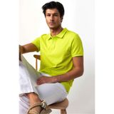 Tudors Erkek Slim Fit Polo Yaka T-shirt,%100 Pamuk, Pike Dokulu, Neon Yeşili, XL Beden