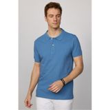Tudors Erkek Slim Fit Polo Yaka T-shirt,%100 Pamuk, Pike Dokulu, Petrol, S Beden