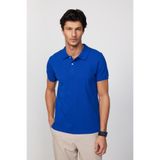 Tudors Erkek Slim Fit Polo Yaka T-shirt,%100 Pamuk, Pike Dokulu, Saks Mavi, M Beden