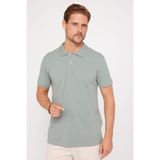 Tudors Erkek Slim Fit Polo Yaka T-shirt,%100 Pamuk, Pike Dokulu, Yeşil, S Beden