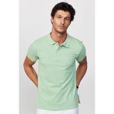 Tudors Erkek Slim Fit Polo Yaka T-shirt,%100 Pamuk, Pike Dokulu, Yeşil