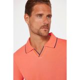 Tudors Erkek Slim Fit Polo Yaka T-shirt,%100 Pamuk, Pike Dokuma, Somon, XL