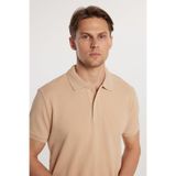 Tudors Erkek Slim Fit Polo Yaka T-shirt,%100 Pamuk, Pike Kumaş, Taş Renk, L Beden