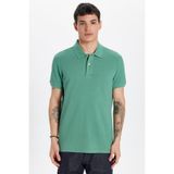 Tudors Erkek Slim Fit Polo Yaka T-shirt,%100 Pamuk, Su Yeşili, 2XL