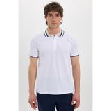 Tudors Erkek Slim Fit Polo Yaka Tişört,%100 Pamuk, Beyaz, L Beden