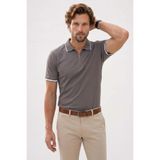Tudors Erkek Slim Fit Polo Yaka Tişört,%100 Pamuk, Jakarlı Detaylı, Gri, L Beden