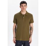 Tudors Erkek Slim Fit Polo Yaka Tişört,%100 Pamuk, Koyu Haki, XL