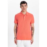 Tudors Erkek Slim Fit Polo Yaka Tişört,%100 Pamuk, Mercan, M Beden