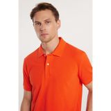 Tudors Erkek Slim Fit Polo Yaka Tişört,%100 Pamuk, Mercan, XL