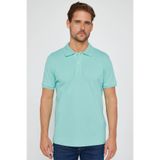 Tudors Erkek Slim Fit Polo Yaka Tişört,%100 Pamuk, Pike Dokulu, Yeşil, 2XL