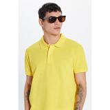 Tudors Erkek Slim Fit Polo Yaka Tişört,%100 Pamuk, Sarı, S Beden